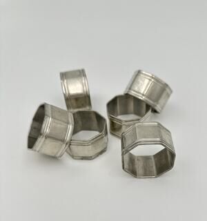 Vintage Pewter Napkin Rings — Octagonal Form with Maker's Chop Mark $32